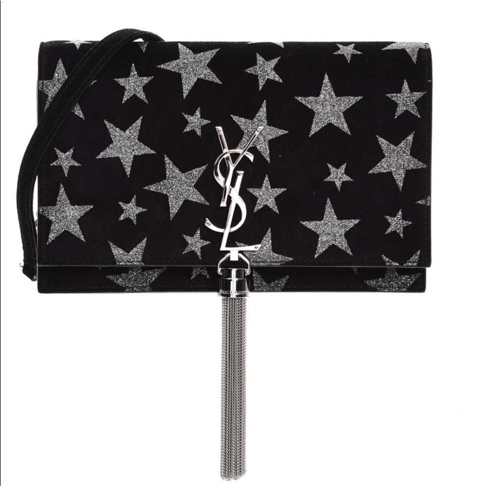 Saint Laurent Star Print Suede Bag